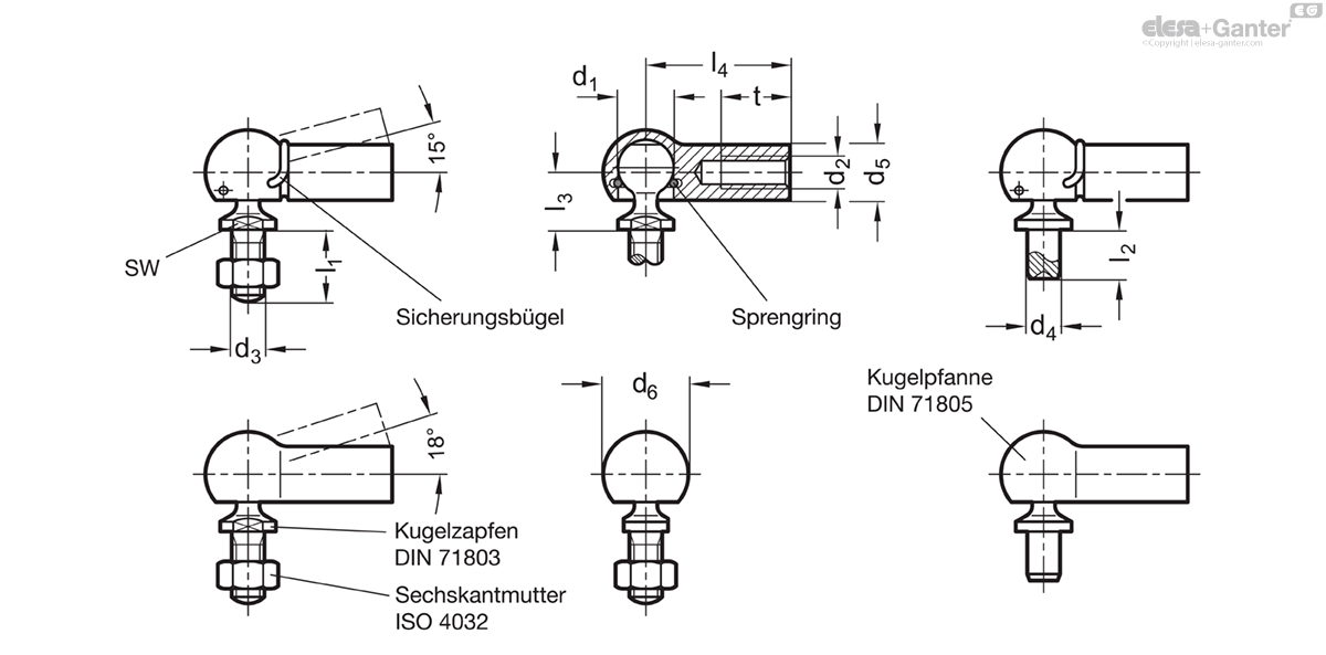 DIN 71802 Winkelgelenke Stahl | Elesa+Ganter